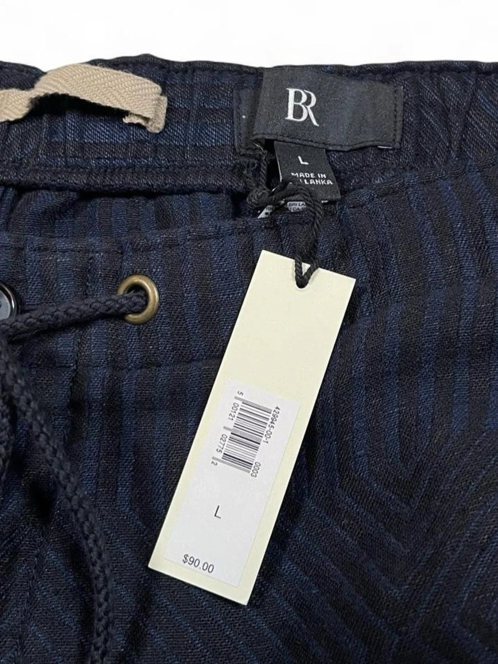 NWT Banana Republic Linen Blend Navy Blue Striped Shorts Men’s Size Large L6 $90